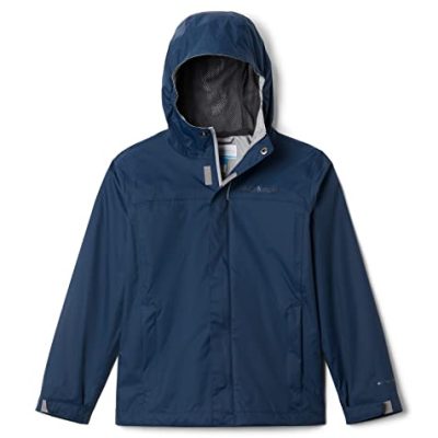 Columbia Boys' Watertight Jacket, Waterproof & Breathable Rain, Dark Mountain, XS