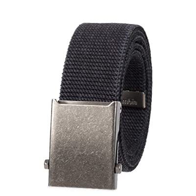 Columbia Unisex-adult Military Web Belt-Adjustable One Size Cotton Strap and Metal Plaque Buckle, Black, One size