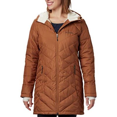 Columbia Women's Standard Heavenly Long Hooded Jacket, Camel Brown, X-Small