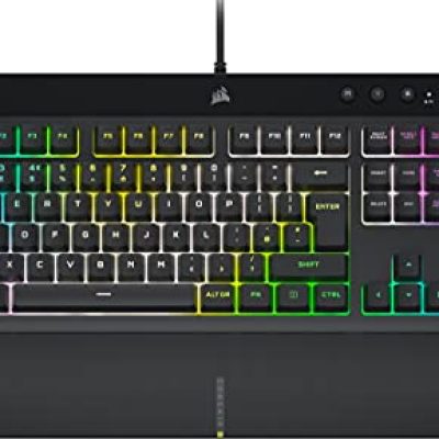 Corsair K55 RGB PRO XT Wired Membrane Gaming Keyboard - IP42 Dust and Spill-Resistant - 6 Macro Keys with Elgato Integration - Per-Key RGB Backlighting - QWERTY UK Layout - Black