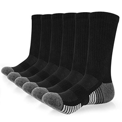coskefy Sports Socks Cushioned Crew Hiking Socks for Trainer Walking (6 Pairs)