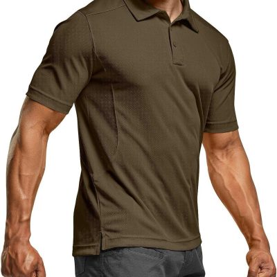 CQR Men's Polo Shirt, Long and Short Sleeve Tactical Shirts, Dry Fit Lightweight