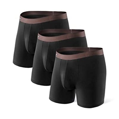 DAVID ARCHY Men's Boxer Briefs Bamboo Rayon with 3D Pouch Ultra Soft and Breathable Fitted Underwear 3 Pack , Black , M