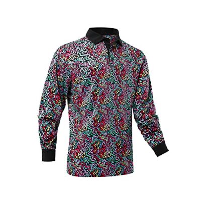 DEOLAX Mens Polo Shirts Performance Moisture Wicking Mens Golf Shirt Casual Dry Fit Long&Short Sleeve Polo Shirts, Colorful Lines, XL