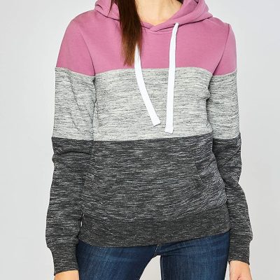 DOUBLJU Basic Lightweight Pullover Hoodie Sweatshirt 2X Women BK/Gray/PINK NEW