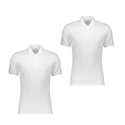 DOZIV Pack of 2 School Polo Shirts for Boys Girls Age 4 to 14 Years School Uniform Polo White, Grey, Sky Blue Plain Short Sleeve Shirts Sports Wear (as8, Age, 11_Years, 12_Years, Regular, White)