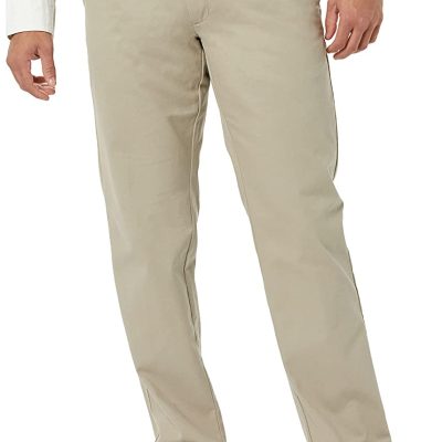 Essentials Men Straight Fit Wrinkle Resistant Flat Front Chino Trouser