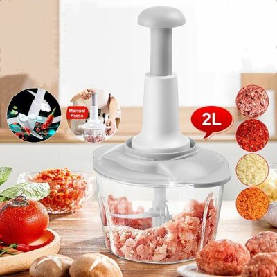 Food Chopper Manual Vegetable Chopper Mini food Processor, Dicers and Mincers 2L