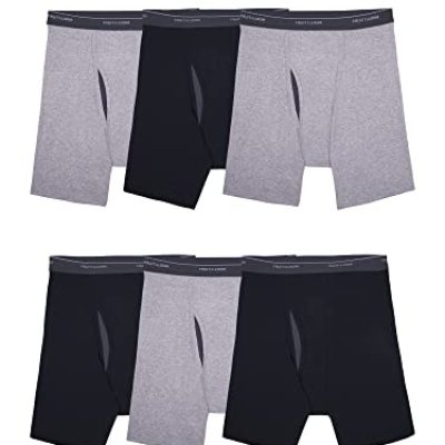 Fruit of the Loom Men's Coolzone (Assorted Colors) Boxer Briefs, 6 Pack - Black/Gray, XL UK