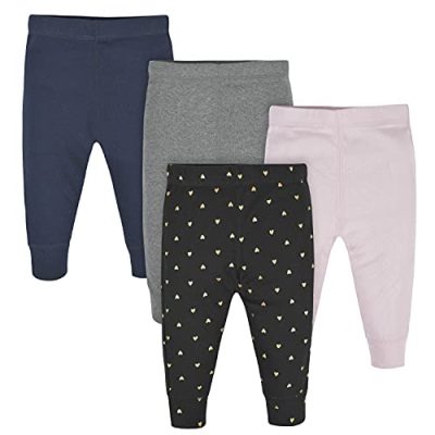 Gerber Baby Girls' 4-Pack Pants, Hearts, Newborn