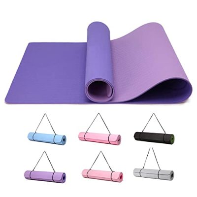 Good Nite Gymnastics Mat Yoga Mat Fitness Mat Non-Slip Training Mat Sports Turn Mats Pilates Mat Floor Gym Mat with Carry Strap 183 x 61 x 0.6 cm (Dark Purple/Light Purple)