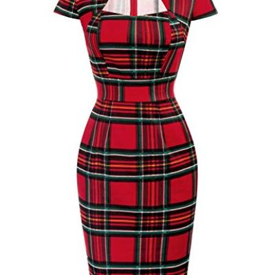 GRACE KARIN Women Vintage Pencil Dress Short Sleeve Bodycon Dress Floral-39(CL7597) Medium