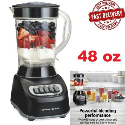Hamilton Beach Smoothie Blender, 48 oz. Jar, 12 Blending Functions, Black, 50180