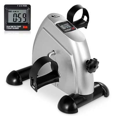 himaly Mini Exercise Bike Portable Home Pedal Exerciser Gym Fitness Leg Arm Training Adjustable Resistance with LCD Display for Women and Men