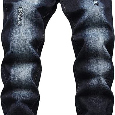 JUNBAOSS Men's Slim Fit Stretch Jeans Ripped Skinny Jeans for Men, Distressed St
