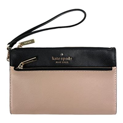Kate Spade Medium Colorblock Saffiano Leather Wristlet (Warm Beige)