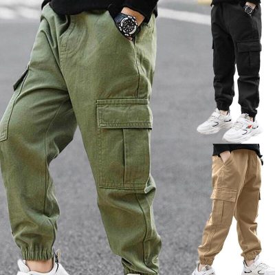 Kids Boys Cargo Joggers Pants with Pockets Hip Hop Street Dance Bottom Trousers