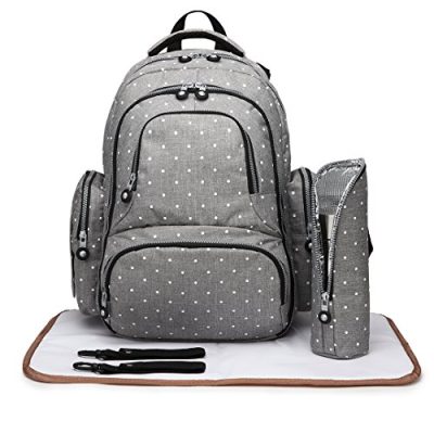 Kono Baby Changing Bag Backpack, Multifunction Diaper Bags with Changing Mat, Bottle Holder and Stroller Strap, Maternity Nappy Bags for Mom and Dad