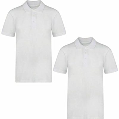 Label Cutters Boys 2 Pack White School Polo T Shirts Pique EX G30RG3 Uniform 5-16 Years (George 2 Pack Boys / 14-15 Years)