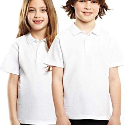 Listers Schoolwear Age 3-16 White 100% Cotton School Plain Polo Shirt Short Sleeve Childrens Boys Girls P.E.