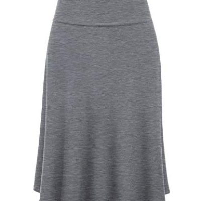 Lock and Love Women's Solid Ombre Lightweight Flare Midi Pull On Closure Skirt S-XXXL Plus Size - grey - Large