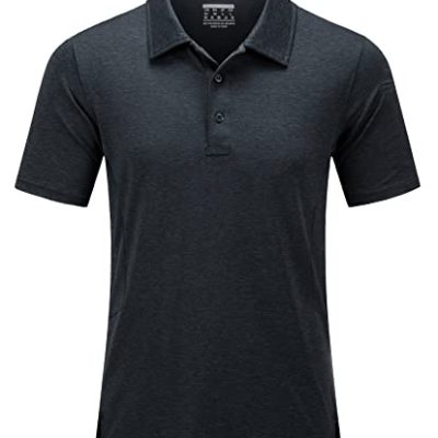 MAGCOMSEN Men's Breathable Quick Dry Golf Polo Shirt Summer Outdoor Lightweight Short Sleeved T-Shirt Black