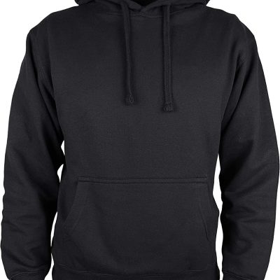 Martes Clothing | Mens Plain long sleeve Hoodie Fleece Pull-Over | Soft and comfy Adult Top Sweatshirt Hoodies | Work and longe wear | Non-zip Up | Uni-Sex | 80% Cotton 20% Polyester (Black)