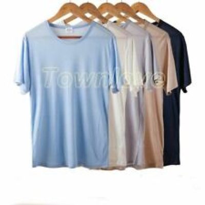 Mens 100% Silk Knitted T-Shirt Short Sleeve Comfort Tee Tops Shirts Round Neck