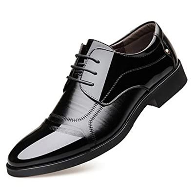 Men's Oxfords Formal Dress Shoes Leather Lace-ups Classic Business Shoes Non-Slip Brogues Shoes Office Wedding Loafers Black