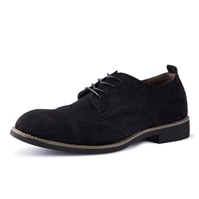 Men's Suede Formal Shoes Oxfords Derbys Brogues Shoes Casual Dress Shoes Lace Up Business Leather Shoes Black 10.5