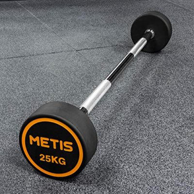 METIS Rubber Barbell Weights [10kg-30kg] Barbell Weights Sets with Handle | Exercise Equipment for Women & Men | Home/Gym | Barbell Chrome Handle & Weights Set