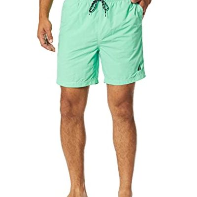Nautica Men's Solid Quick Dry Classic Logo Swim Trunk, Mint Spring (Dark), Large