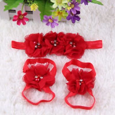 Newborn Baby Kids Girls Flower Headband Hair Band Headdress Foot Flower
