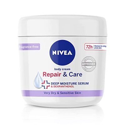 NIVEA Body Repair & Care Cream (400ml Jar), Sensitive Moisturising Cream with NIVEA DEEP MOISTURE SERUM, Body Cream with Strengthening Formula, Body Cream for Dry Skin