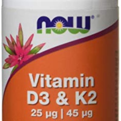 Now Foods Vitamin D3 and K2 Veg Capsules, 25 mcg/45 mcg, Pack of 120