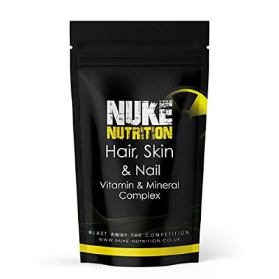Nuke Nutrition Hair Nails & Skin Vitamins - 180 Capsules - Hair Skin & Nails Vitamins for Women & Men - Supplement with Biotin, Vitamin B12 & More - Max Strength - Brilliant Hair, Skin & Nails Health
