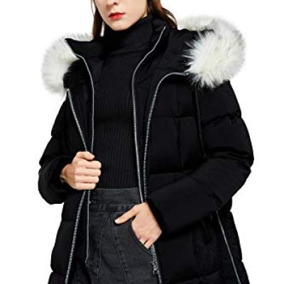 Orolay Women's Puffer Coat Quilted Down Jacket Black XL