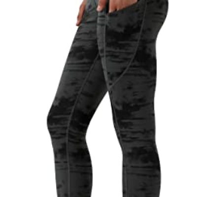 OVRUNS Yoga Pants High Waist Gym Leggings for Women Tummy Control Sport Workout Running Athletic Yoga Leggings with Pocket - Black Grey Dye- S