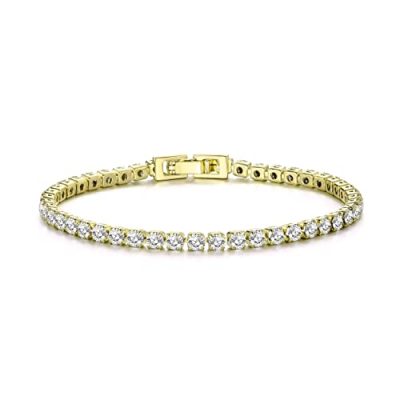 Philip Jones Gold Plated 3mm Tennis Bracelet Created with Zircondia® Crystals