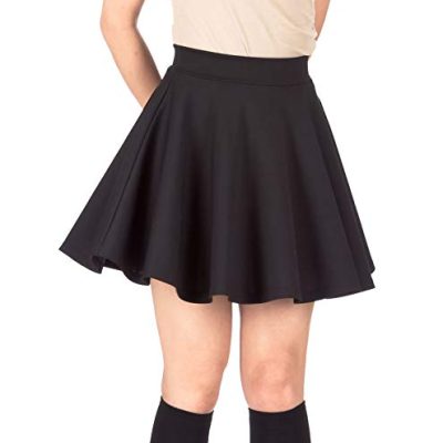 Pretty Fashion Women's Skater Skirt | Basic A-Line Stretchy Flared Mini Skater Skirt | Multiple Colours Plus Size 8-22 (Black, 16/18)