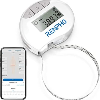 RENPHO Body Tape Measure for Weight Loss, Smart Body Measuring Tape for Body Measurements, Fitness Body Composition Monitors with APP, Retractable Dual-Scale Body Measurement Tape