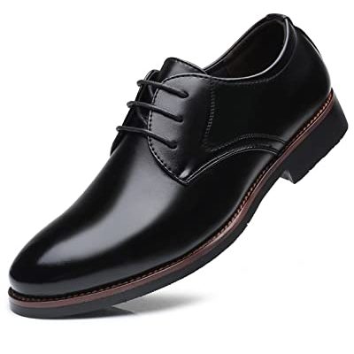 Ryehack Men's Dress Shoes Leather Oxfords Lace-ups Shoes Men's Brogues Shoes Formal Business Derby Shoes Classic Princess Shoes Black, 10.5 UK