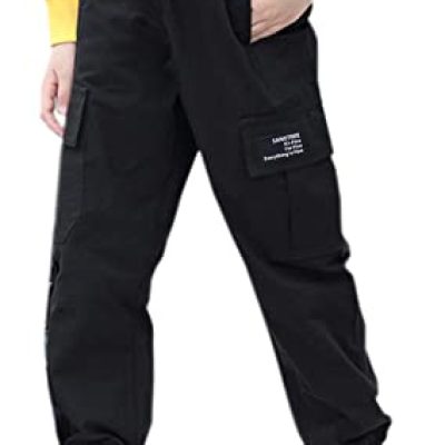 SANGTREE Girls & Women's Cargo Jogger Pants, 3 Years - Women 3XL, Black, M