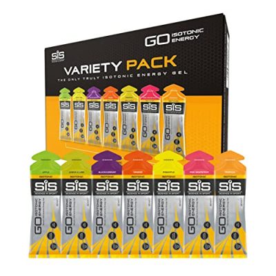 Science In Sport GO Isotonic Energy Gels, Running Gels with 22 g Carbohydrates, Low Sugar, Variety Pack of Assorted Flavours, 60 ml Per Serving (7 Pack)