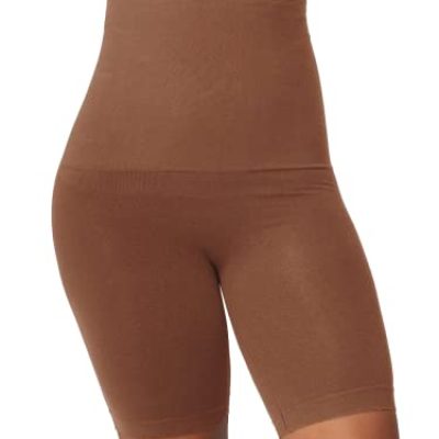 SHAPERMINT High Waisted Body Shaper Shorts Shapewear for Women Tummy Control Thigh Slimming Technology, Chocolate, M-L