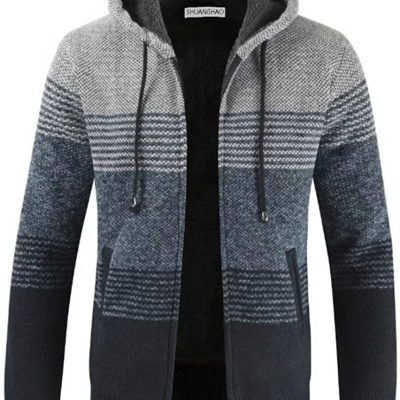 Shuanghao Men's Hoodie Knit Knitwear Sweatshirt Sweater Jacket Coat Mens Autumn Winter Fleece Thick Warm Hoodie Cardigan Sweater Knitwear Classic Long Sleeve Sweater Knitwear Knit Men