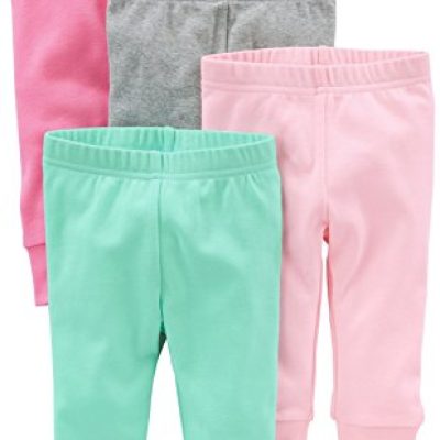 Simple Joys by Carter's Baby Girls' Trouser, Pack of 4, Mint Green/Pink/Grey, 12 Months
