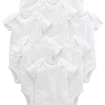 Simple Joys by Carter's Unisex Babies' Short-Sleeve Bodysuit, Pack of 8, White, 24 Months