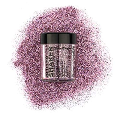 Stargazer Starlight Glitter Shaker, Pink Nebula. Cosmetic glitter powder for use on the eyes, lips, face, body, hair and nails.