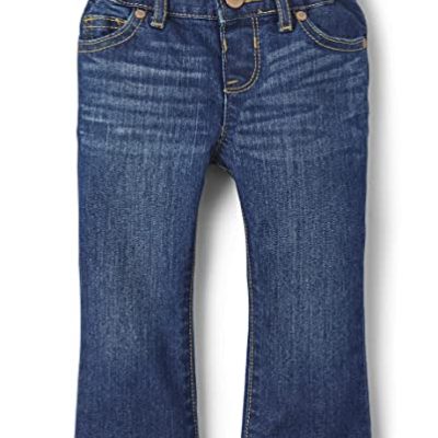 The Children's Place Baby 2 Pack and Toddler Girls Basic Bootcut Jeans, Indigo Stone Single, 4 Years